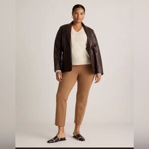 Quince Women's Ultra-Stretch Ponte Pintuck Ankle Pants Color: Roasted Pecan: XS